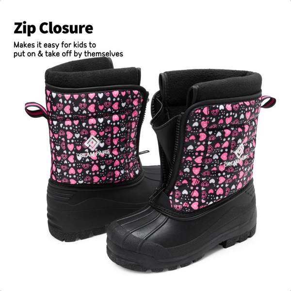 Kids Waterproof Snow Boots for boys and girls - BLACK PINK - 2